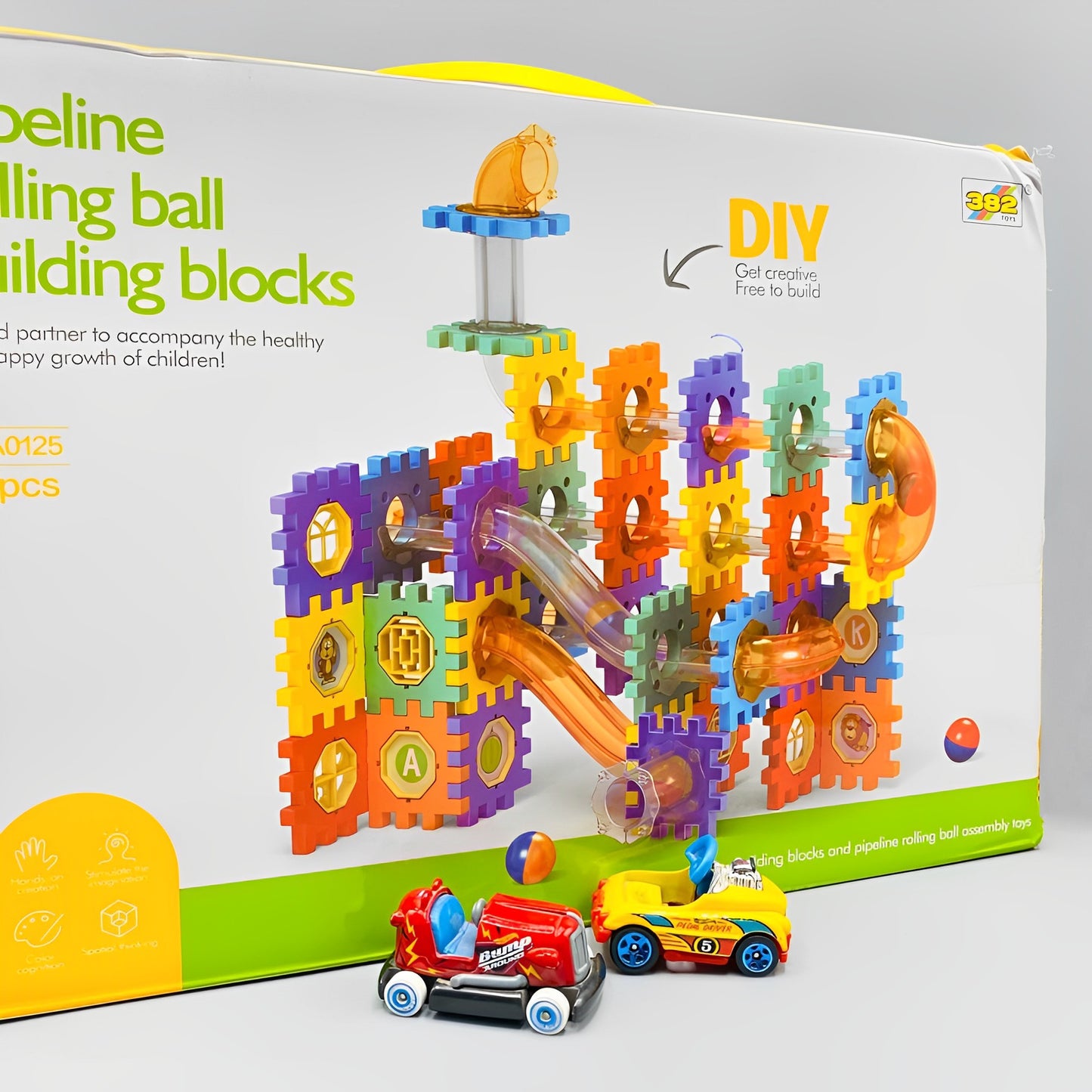 125Pcs DIY Creative Pipeline Rolling Ball Building Blocks Marble Drop Set.