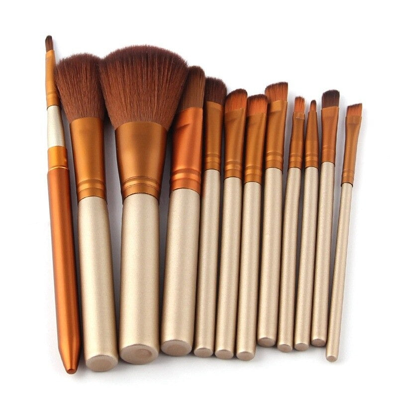 12pcs Aluminium Box Makeup Brushes Set Eye Shadow Lip Gloss Eye Makeup Portable Beauty Tools.